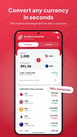 Convert any currency in seconds