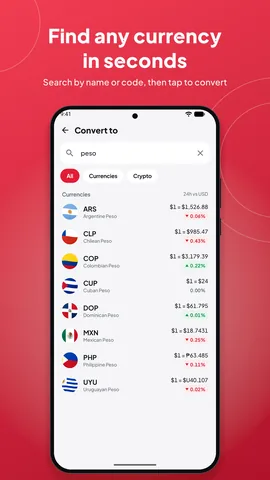 Find any currency in seconds